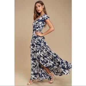 AMUSE SOCIETY PROVENCE NAVY BLUE PRINT WRAP MAXI D